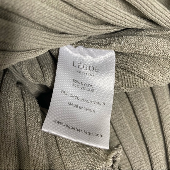 Legoe Heritage Luxe Shift Maternity Dress Beige Side Zip Sleeveless Ribbed Sz XS - Picture 7 of 13